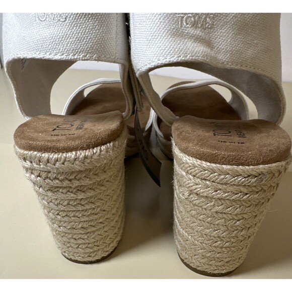Toms Majorca Platform Espadrille Casual Block Heel Sandals White Canvas Sz 10 - Picture 4 of 12